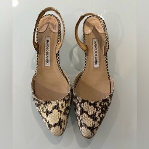 Manolo Blahnik Aspro Natural Snakeskin Slingback, 30mm